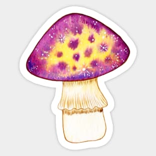 Purple and Yellow Galaxy Mushroom Sticker Sticker